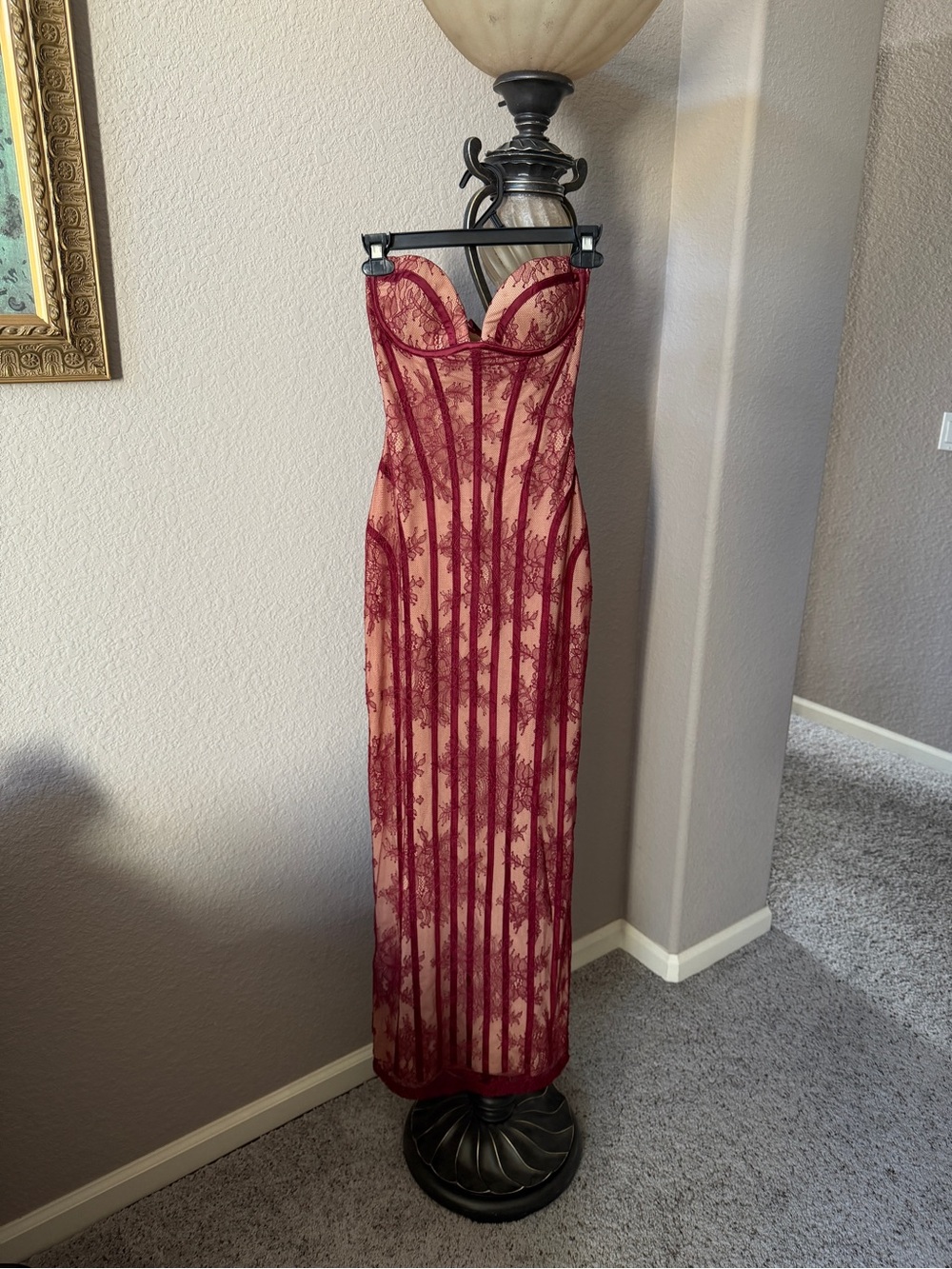 Babyboo Sian Burgundy Floral Lace Corset Maxi Dress | Size S | Worn Once - Picture 15 of 16